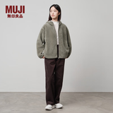 MUJI 女式 长毛抓绒 连帽衫 摇粒绒外套冬季款长袖女装上衣BB2QOA4A 浅绿色 S(155/80A)