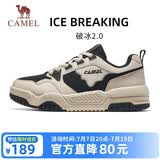 骆驼（CAMEL）破冰2.0运动女鞋休闲耐磨低帮板鞋子 X24C09L7633S 浅米白/黑 40
