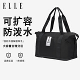 ELLE旅行包行李包多功能大容量手提包旅游出差可扩展套拉杆挂行李箱包 黑色