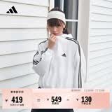 adidas三条纹休闲宽松连帽夹克薄外套女装春夏阿迪达斯官方轻运动 白/黑色   L