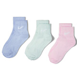 耐克NIKE男子运动袜速干透气短袜三双装新款SX7677-906蓝粉绿M