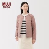 MUJI女式轻量羽绒便携式无领夹克羽绒服女款长袖25年冬季女装外套轻薄 烟熏粉色 XL （165/92A）