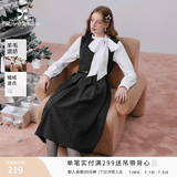 香影灰色波点连衣裙女2026春装新款新年氛围感收腰法式无袖背心裙 中灰 M 160/84A/95-110斤