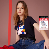斐乐（FILA） 女装官方女士短袖T恤夏季休闲运动内搭t恤百搭短T上衣 传奇蓝-F51W629191B M （165/84A/M）