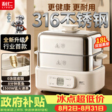 利仁（Liven）小钢人[价低头部主播9折]电蒸锅316不锈钢电蒸笼0涂层18L大容量家用多功能锅 DZG-D1890