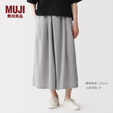 MUJI女式 凉感 裙裤 裤子 女款26年夏季款 女装 BE203A6S 灰色格纹 S 155/62A