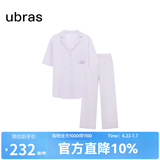ubras刘雯同款云棉草本开襟翻领短袖长裤套装睡衣女家居服睡裤夏季薄款 【女款】粉紫色-短袖长裤 XL