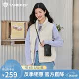 坦博尔羽绒服马甲女立领宽松外搭短款羽绒背心外套TD236006 小香白 160
