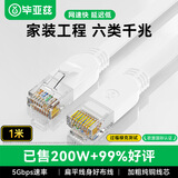 毕亚兹 六类扁平网线 白色1米 CAT6类千兆无氧铜网线 电脑宽带家用监控网络连接成品跳线