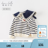 戴维贝拉（DAVE＆BELLA）女童毛衣儿童上衣学院风宝宝衣服小童针织衫秋冬新款小童服饰 蓝白条纹【现货】DB4237399 110 cm（建议身高100-110cm）