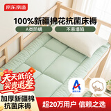 京东京造抗菌云感棉花床垫褥子学生宿舍床垫褥子加厚可折叠0.9x2m豆绿色
