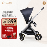 elittle逸乐途婴儿车0-3岁用折叠可坐可躺可转向 EMU高景观双向婴儿推车 EMU靛釉蓝【半蓬版】