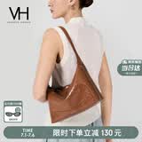 VANESSA HOGAN VH女包冉冉hobo包通勤手提包油蜡牛皮斜挎单肩包生日礼物送女友