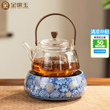 金镶玉茶具套装 电陶炉玻璃煮茶壶煮茶器家用全自动围炉煮茶 百花争艳
