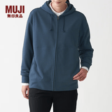 MUJI MUJI 男女通用 紧密编织毛圈 拉链连帽衫 休闲外套 无性别 卫衣 烟熏蓝色 XXS -XS(150/72A)