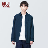 MUJI 男式 木棉混 双层纱织 长袖衬衫衬衣外套AC2AAC4S 藏青色 XS(160/80A)
