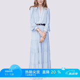 MeetMetro玛依尔法式仙女连衣裙女2026春新款高端气质纯欲风裙子礼服长裙 浅蓝 XL