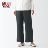 MUJI 女式  法国亚麻 直筒裤 裤子长裤休闲裤宽版裤阔腿裤亚麻裤 深灰色 L(165/70A)