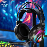 狼蛛（AULA）S605游戏耳机 有线电脑耳机耳麦 吃鸡耳机 头戴式耳机 幻彩发光重低音 标准版 黑色USB+3.5