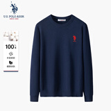 U.S. POLO ASSN.男士针织衫简约商务毛衣秋冬纯棉保暖男装上衣宽松打底毛衫