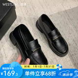 西遇乐福鞋女2026新款春夏简约法式一脚蹬小皮鞋通勤黑色单鞋 黑色 预售20天 37