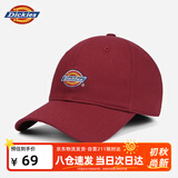 Dickies鸭舌帽男士防晒帽女士软顶太阳帽显脸小户外遮阳透气棒球帽子酒红