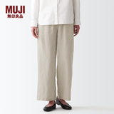 MUJI 女式  法国亚麻 直筒裤 裤子长裤休闲裤宽版裤阔腿裤亚麻裤 原色 M(160/66A)