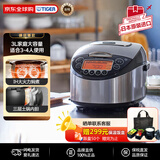 虎牌（TIGER）电饭煲日本原装进口IH加热三层土锅涂层内胆电饭锅家用3-4人24小时预约JKT-F10W SKZ 银黑色3L送礼