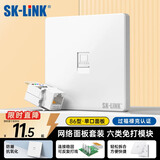 SK-LINK 六类千兆网络面板带模块套装 Cat6非屏蔽免打信息模块网口插座 RJ45单口86型电脑网线面板套装