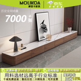 MOLIKOA书柜书架组合现代简约带玻璃门书橱客厅书房储物柜定制 1.8米实木电视柜 胡桃色柜体+鱼肚白岩板 包安装
