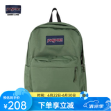 JANSPORT杰斯伯书包轻便双肩包男女旅行包简约背包电脑包学生校园 4QUTKM1军绿色-带侧边袋