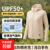 【蕉下同款】夏季防晒服冰丝凉感外套防晒衣速干衣防晒服防晒夹克 女款/浅白茶 【360度防护/UPF50+】 3XL 【男155-175斤/女135-145斤】