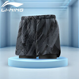 李宁（LI-NING）泳裤男士二合一防尴尬速干三分沙滩裤游泳裤温泉泳装0062黑蓝XXXL