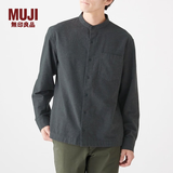 MUJI 男式 新疆棉 法兰绒 立领衬衫 19AC775 炭灰色 M