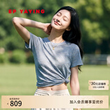 EP雅莹女装 轻薄松弛感 圆领蓝色条纹短袖T恤上衣 2026夏季新款5359A 蓝色 版型偏修身，建议选大一码  XL