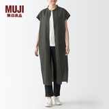 MUJI女式 亚麻水洗 法国袖连衣裙 BCL49C2S 烟熏棕色 M-L