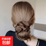 气质缎面新款韩版大肠发圈头饰皮筋发夹高弹力高马尾耐用扎头绳 深咖