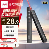 得力（deli） ppt翻页笔教师用多功能激光笔遥控器投影仪电脑课件幻灯片多媒体控制讲课光笔教鞭 【电池款】100m-红光-黑色 USB接口 无布袋