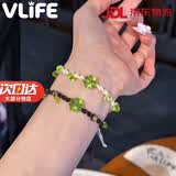 VLIFE好运四叶草手链女小众百搭手工编织情侣手绳闺蜜二人学生送女朋友 好运四叶草手绳 【米色】