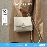 拉菲斯汀（La Festin）【何泓姗同款】塌塌手提包2026新款包包单肩斜挎凯莉包生日礼物 清冷白-中号 | 质感油蜡皮 | 现货即发