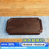 容山堂茗末黑檀木小茶盘整块实木雕刻竹编茶台壶承家用小号茶盘 黑檀木竹编干泡台-竹报平安