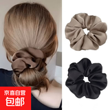 气质缎面新款韩版大肠发圈头饰皮筋发夹高弹力高马尾耐用扎头绳 黑色+深咖+米灰
