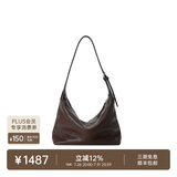裘真（qiuzhen）【明星推荐】 经典hobo包植鞣牛皮腋下通勤休闲饺子女包 咖啡色-小号 小包/大包