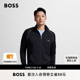 雨果博斯BOSS【经典款】男细节装饰弹力棉质运动风拉链夹克 001-黑色 S