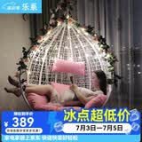 乐系（LEXI） 吊椅双人鸟巢秋千吊篮家用室内阳台吊兰户外吊床藤椅摇篮椅躺椅 单人白色细藤 静音款