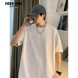 Foss Phil重磅纯棉短袖T恤男打底衫情侣百搭薄款宽松男女上衣T2600白色XL