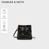 CHARLES&KEITH迷你菱格流浪包单肩斜挎双肩包包女包生日礼物送女友CK2-60782390 【S号】Black黑色 S