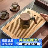 忆壶茶（YIHUTEA）茶盘托盘家用茶台带排水小型沥水储水实木功夫托盘泡茶具竹茶托 大号茶盘（白色）36.5*24cm