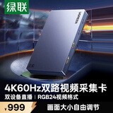 绿联HDMI双路视频采集卡4K60Hz高清多机位2路RGB24适用Switch2/PS5索尼相机手机电脑游戏直播录制35869