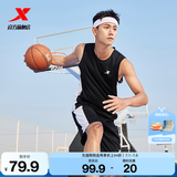 特步（XTEP）【国潮】男装速干篮球套装背心短裤夏季运动两件比赛训练套吸 黑 S/165